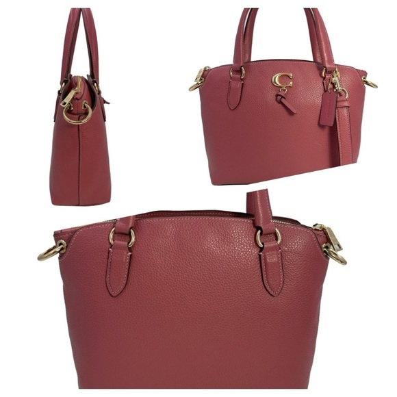 Coach Remi Satchel Pink Pebbled Leather Zipper Closure Shoulder Bag - Picture 1 of 13